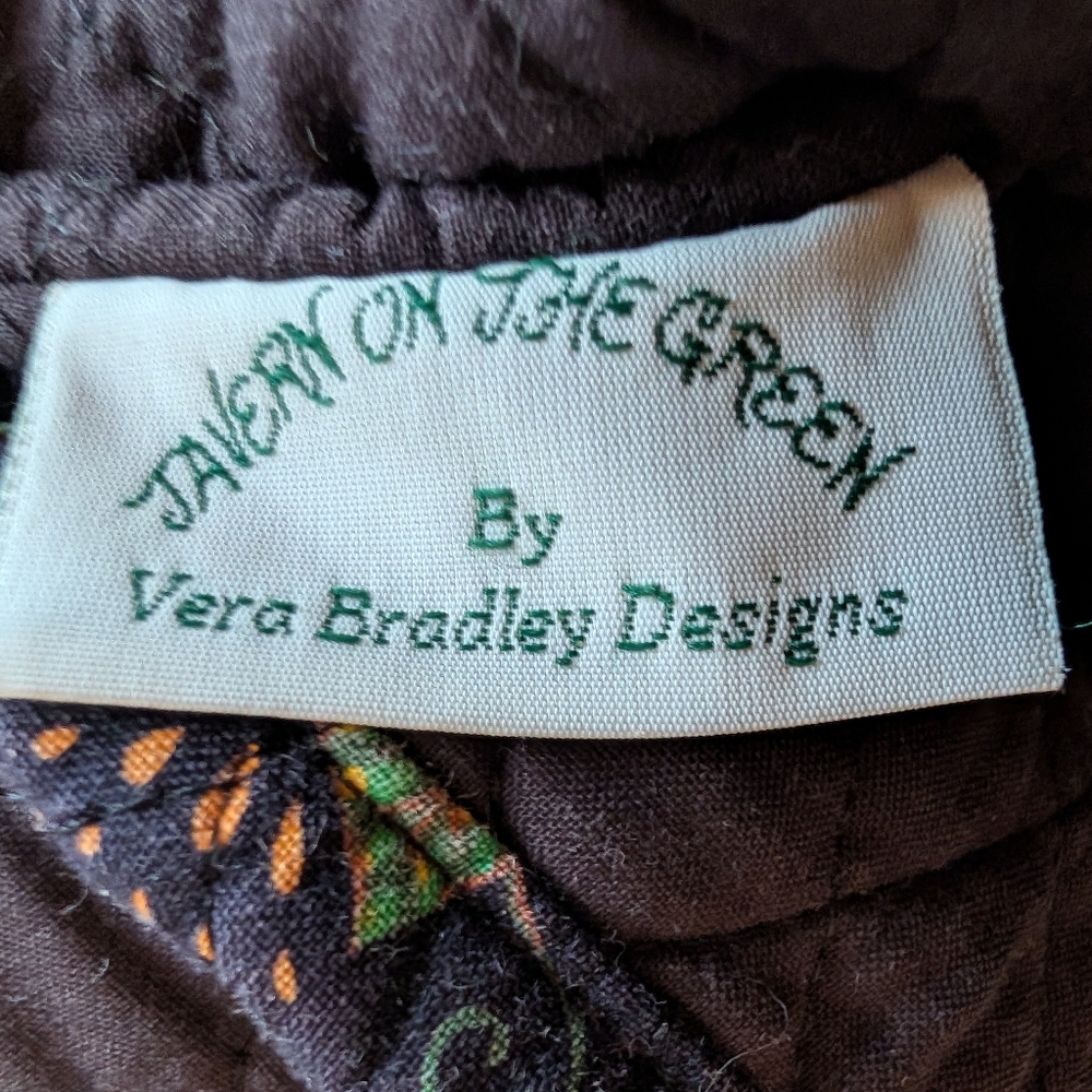 Vera Bradley Tavern On The Green Vintage 90s Cotton Quilted Tote - Picture 12 of 13